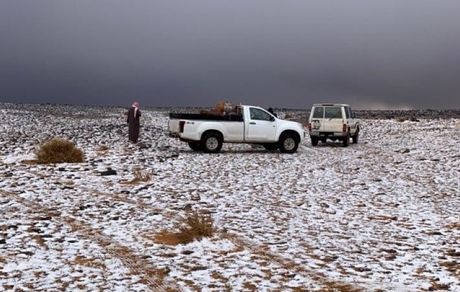 بارش برف این بار شمال عربستان را سفیدپوش کرد