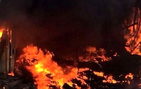 انبار یک شرکت موادغذایی در همدان در آتش سوخت