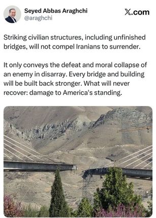 واکنش عراقچی به هدف قرار گرفتن پل بی-۱ کرج 