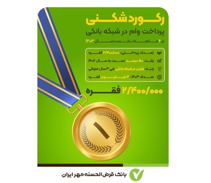 بانکی که بیشترین وام را در سال ۱۴۰۳ پرداخت کرد/ ۲میلیون و ۴۰۰هزار فقره در کمتر از ۶ ماه