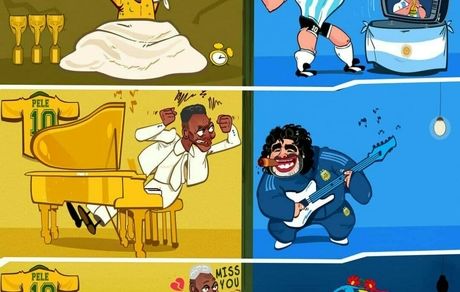 کارتون| پله همچنان در حسرت مارادونا