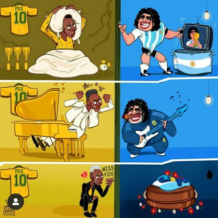 کارتون| پله همچنان در حسرت مارادونا