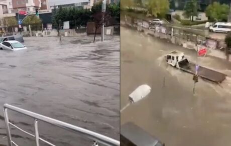 بارش شدید باران منجر به وقوع سیل در استانبول شد