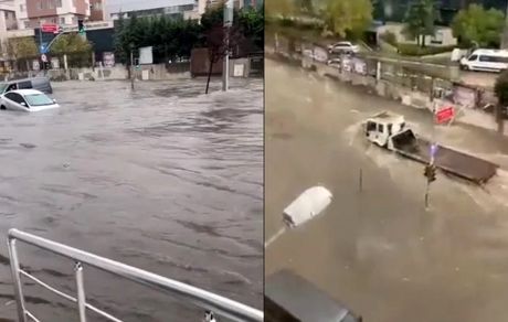 بارش شدید باران منجر به وقوع سیل در استانبول شد