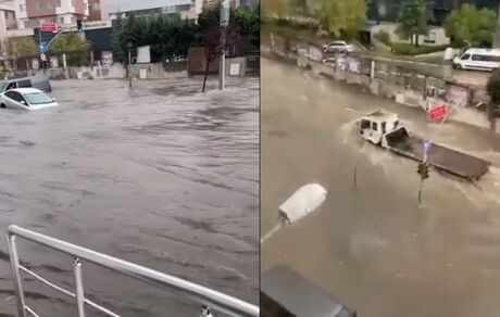 بارش شدید باران منجر به وقوع سیل در استانبول شد