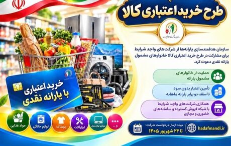 دعوت سازمان هدفمندسازی یارانه‌ها از شرکت‌های واجد شرایط برای مشارکت در طرح خرید اعتباری کالا 