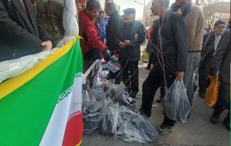 توزیع نهال رایگان در راهپیمایی ۲۲ بهمن