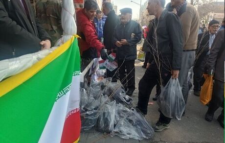 توزیع نهال رایگان در راهپیمایی ۲۲ بهمن