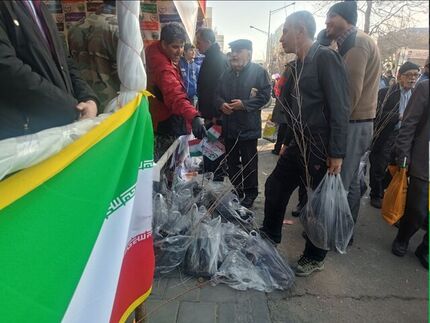 توزیع نهال رایگان در راهپیمایی ۲۲ بهمن