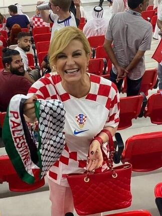 رئیس جمهور کرواسی با پرچم فلسطین در دیدار با بلژیک