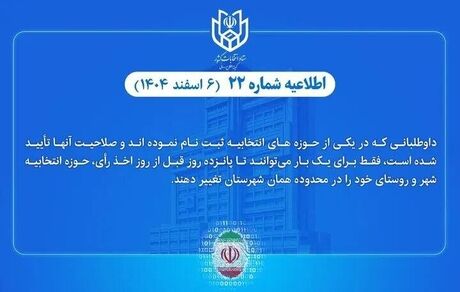 داوطلبان انتخابات شوراهای شهر و روستا، یک بار امکان تغییر حوزه انتخابیه دارند