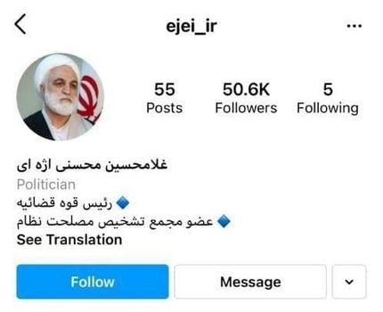 صفحه اینستاگرامی محسنی اژه‌ای بازگشت