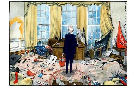 کارتون| خرابکاری ترامپ در اتاق بیضی