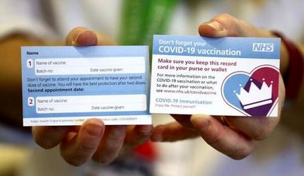 کارت واکسیناسیون کرونا در انگلیس