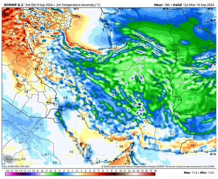 کاهش قابل توجه دمای هوا از روز جمعه