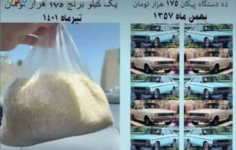 تورم یعنی: برابری قیمت ۱۰ عدد پیکان در سال ۵۷ با یک کیلو برنج در سال ۱۴۰۱