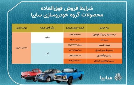 فروش فوق‌العاده سایپا آغاز شد