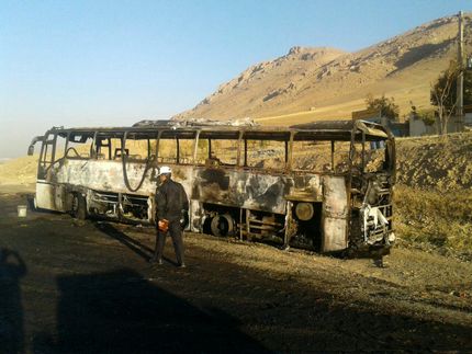اتوبوس زائرین اربعین آتش گرفت