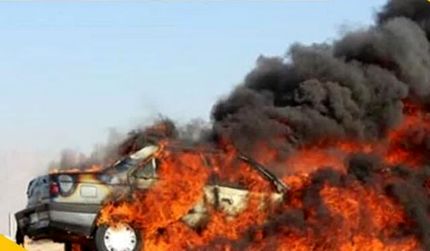دستگیری عاملان آتش زدن عمدی یک خودرو شاسی‌بلند در گرمسار