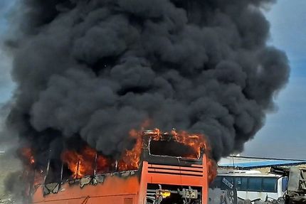 اتوبوس سربازان ارتش آتش گرفت