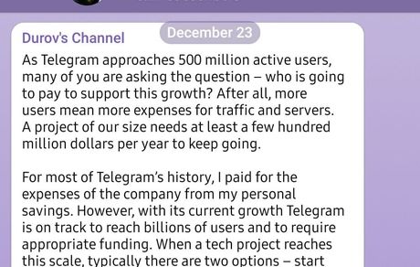 بخشی از امکانات تلگرام پولی می‌شود!