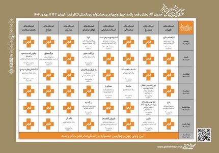 انتشار جدول اجراهای بخش «فجرپلاس» چهل‌ و چهارمین جشنواره تئاتر فجر 