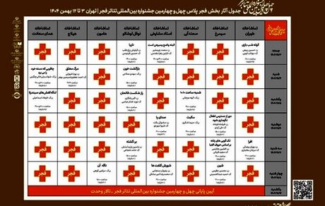 انتشار جدول اجراهای بخش «فجرپلاس» چهل‌ و چهارمین جشنواره تئاتر فجر 