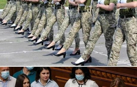 رژه سربازان زن ارتش اوکراین با کفش پاشنه‌بلند جنجال ساز شد