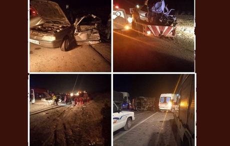 تصادف زنجیره‌ای در آزادراه قم-کاشان