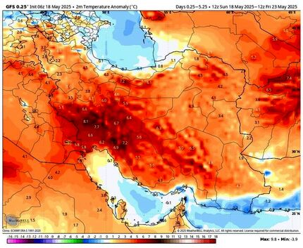 دمای بالای ۵۰ درجه سانتی‌گراد به ایران رسید