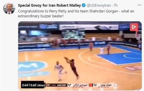 نماینده دولت آمریکا در امور ایران، قهرمانی شهرداری گرگان را تبریک گفت