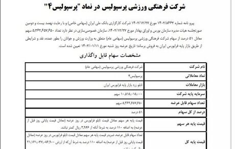جزئیات جدید از فروش ۵۱ درصد سهام باشگاه پرسپولیس