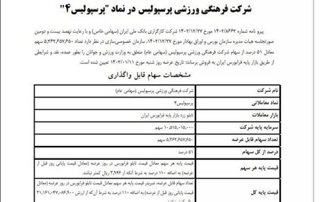 جزئیات جدید از فروش ۵۱ درصد سهام باشگاه پرسپولیس
