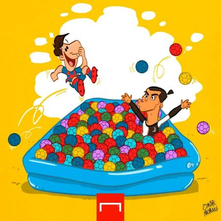 کارتون|  رونالدو در لباس جدید به رقیب دیرینه رسید 