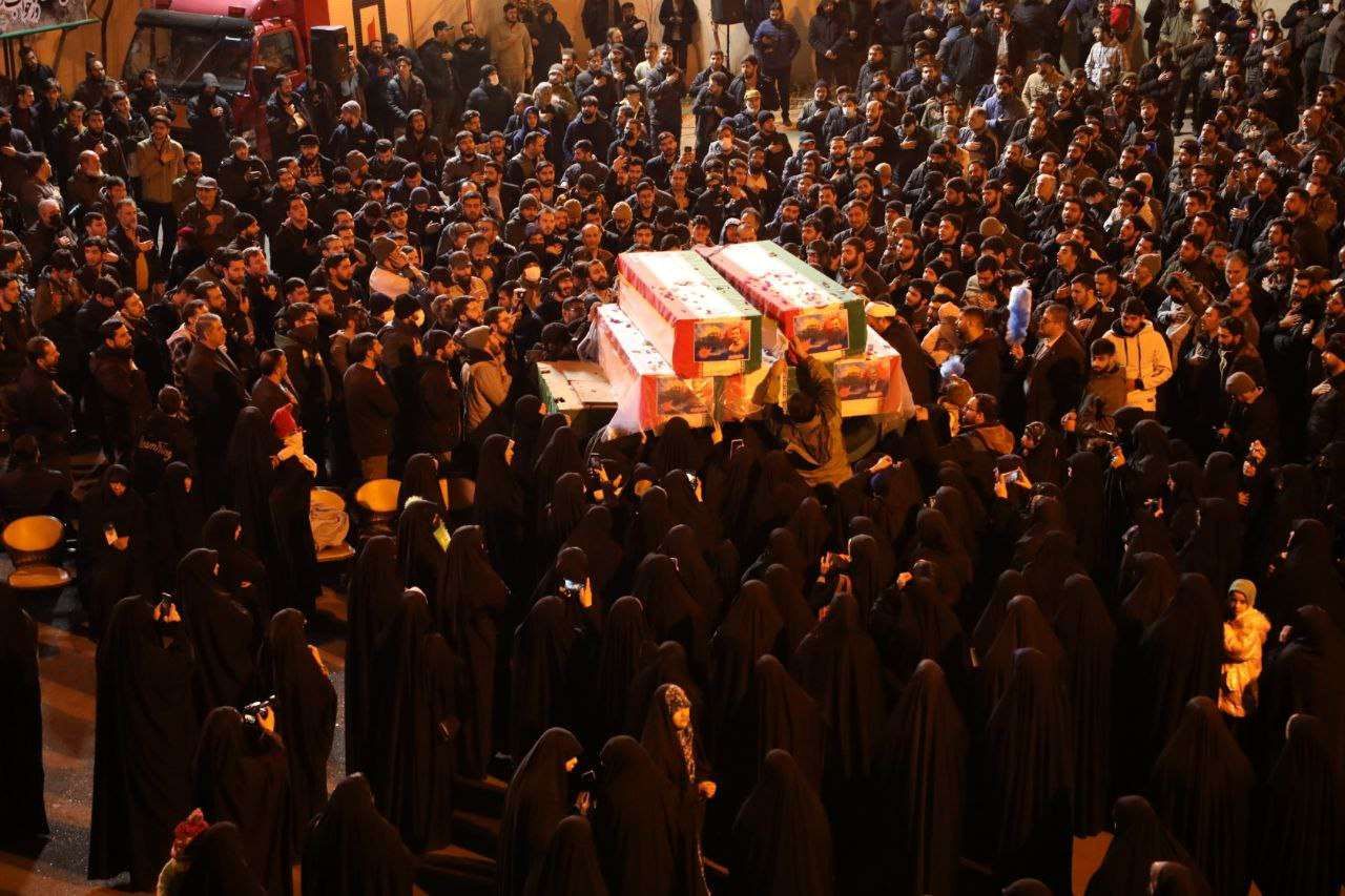 وداع با پیکرهای مطهر ۵ شهید حمله تروریستی اسرائیل