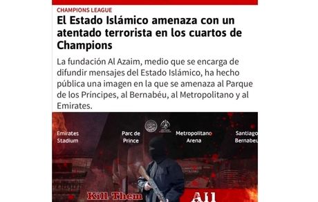 تهدید داعش علیه لیگ قهرمانان اروپا