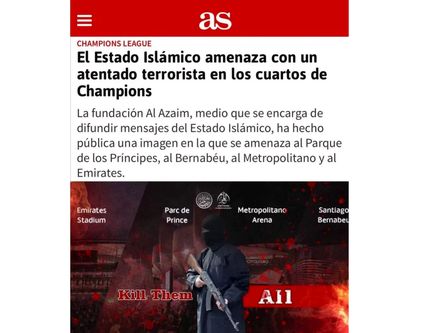 تهدید داعش علیه لیگ قهرمانان اروپا