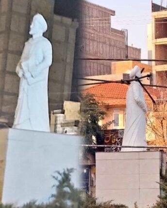 تبدیل شدن مجسمه سعدی به پایه در ارومیه / شهرداری ارومیه: با پیمانکار برخورد شد