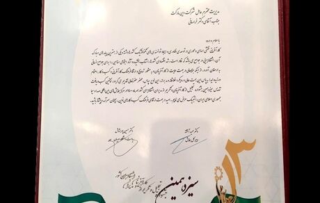 تجلیل و تکریم از مدیرعامل وین مارکت در جشنواره "کارآفرینان و مدیران اشتغالزای کشور"