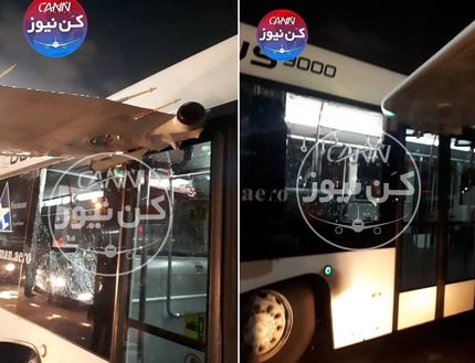 برخورد اتوبوس با هواپیما در مهرآباد