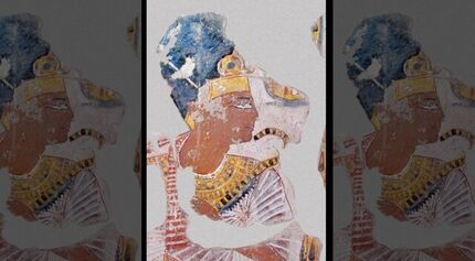 جزئیات نقاشی‌های روی دیوارهای یک گورستان مصر باستان