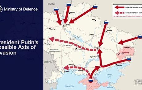 انگلیس نقشه احتمالی حمله روسیه به اوکراین را منتشر کرد