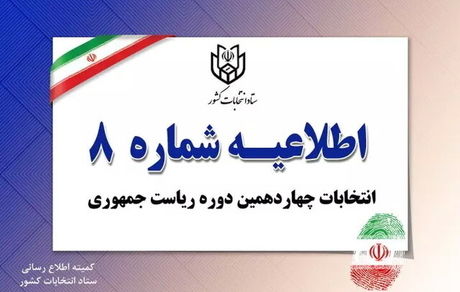 اطلاعیه شماره ۸ ستاد انتخابات: تایید انصراف علیرضا زاکانی