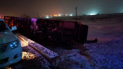 واژگونی اتوبوس در محور ارومیه-مهاباد / یک نفر مصدوم شد