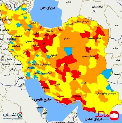 افزایش دوباره شهرهای قرمز و نارنجی کرونا در کشور/ ۴۲ شهر در وضعیت قرمز