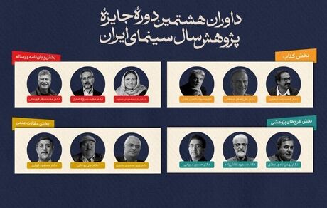 اعلام اسامی هیات داوران هشتمین دوره جایزه پژوهش سال سینمای ایران
