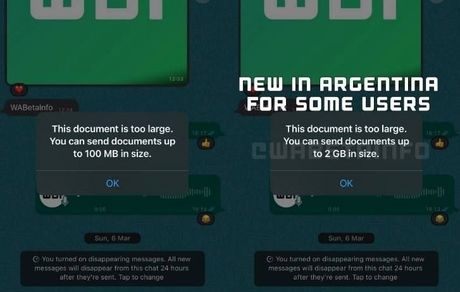 واتس‌اپ در حال آزمایش ارسال فایل با حجم ۲ گیگابایت