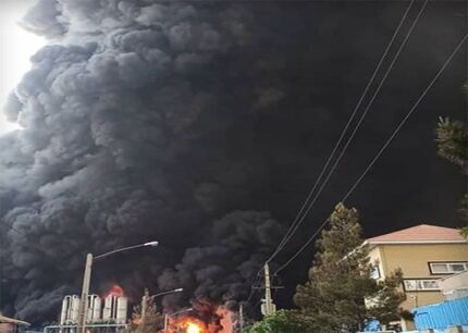 آتش‌سوزی مهیب در کارخانه الکل قم
