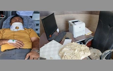 مصدومیت رئیس اداره ورزش و جوانان شهرستان چرام بدلیل ریزش سقف ناشی از فرسوده بودن ساختمان