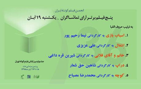 معرفی ۵ فیلم برتر از نگاه تماشاگران در روز دوم جشنواره فیلم کوتاه